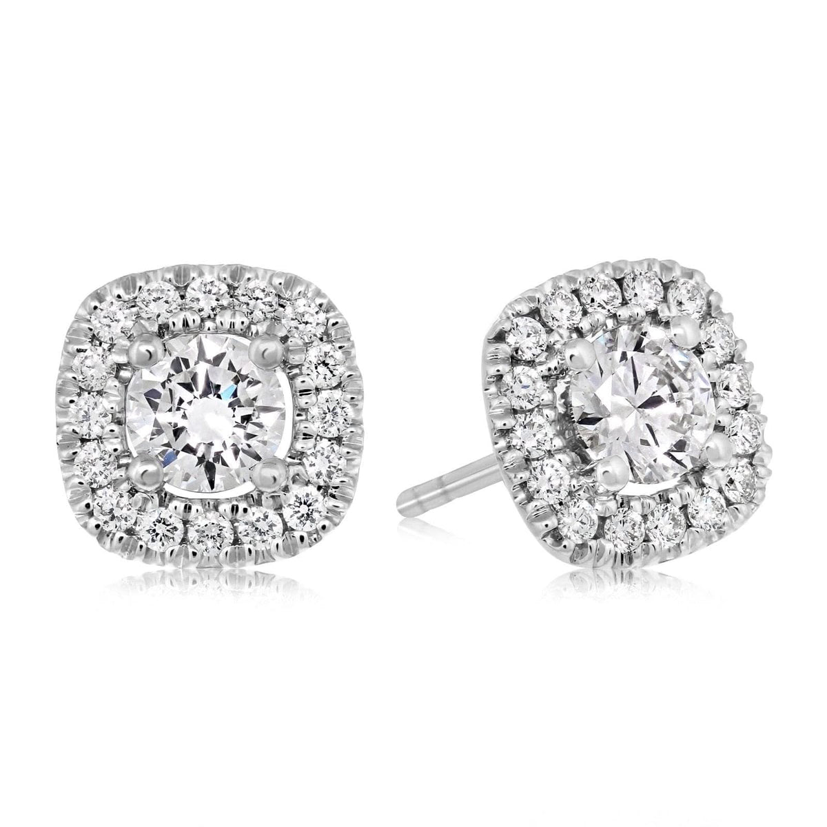 3/4 Carat Halo Diamond Stud Earrings