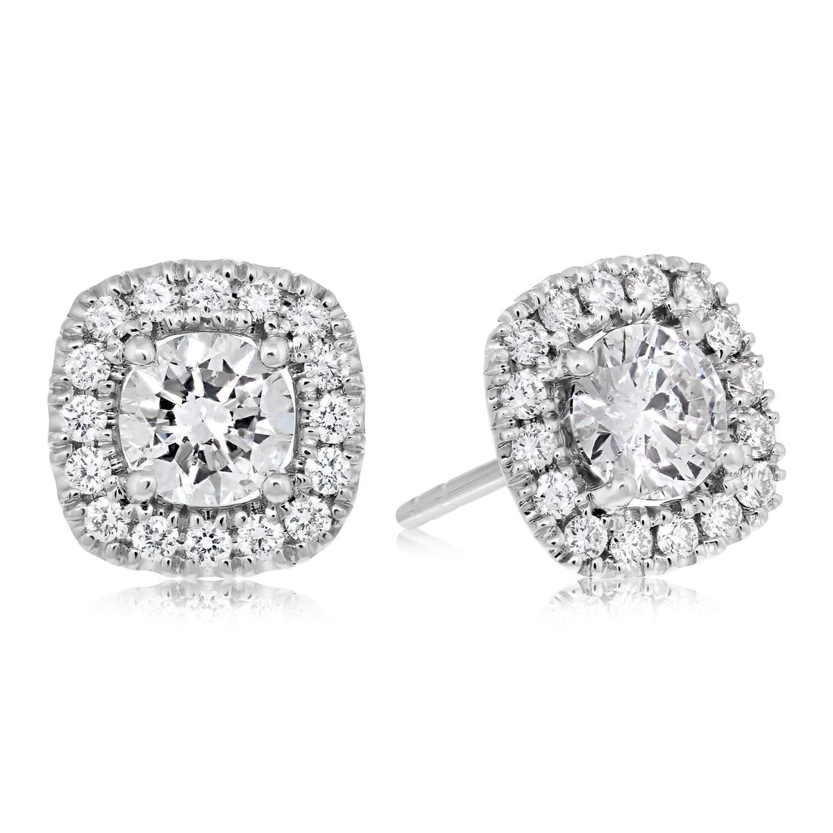 1 Carat Diamond Halo Stud Earrings