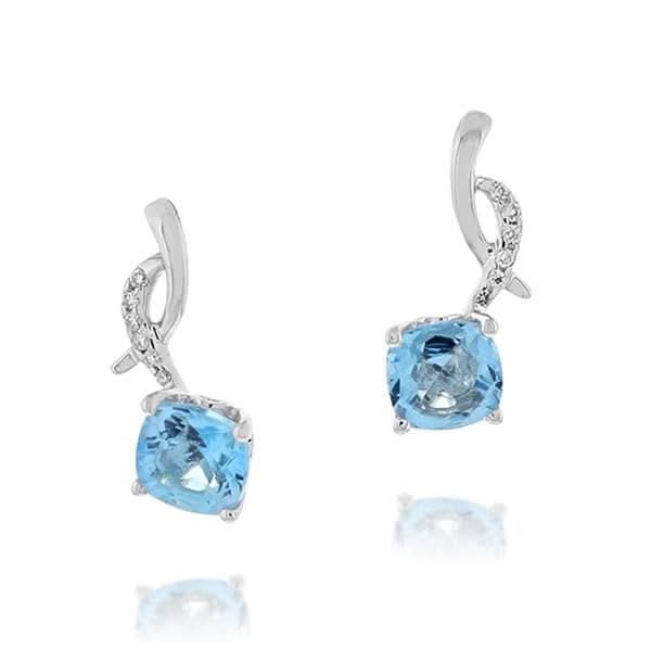 Blue Topaz & Diamond Earrings