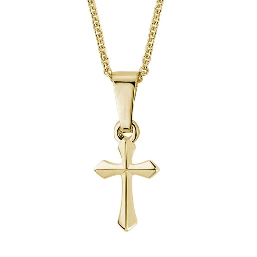 Yellow Gold Mini Cross Pendant Necklace