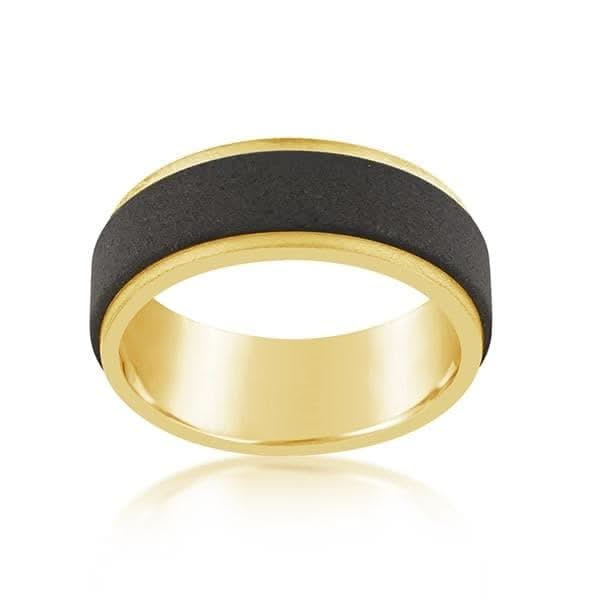 TRITON Raw Tungsten & Yellow Gold Wedding Band