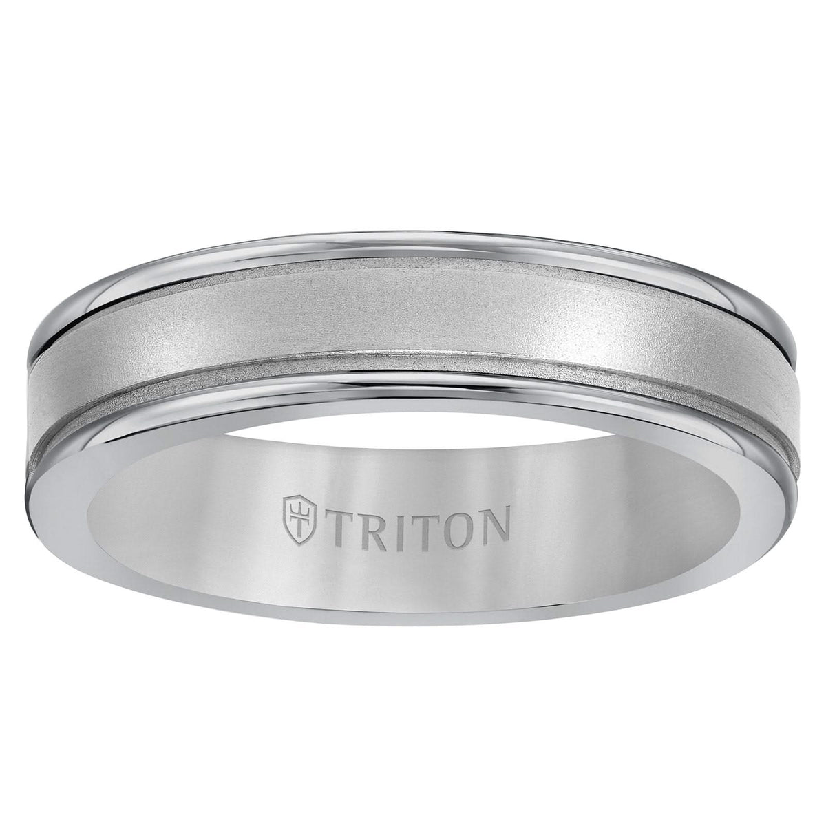 TRITON Tungsten & White Gold Wedding Band