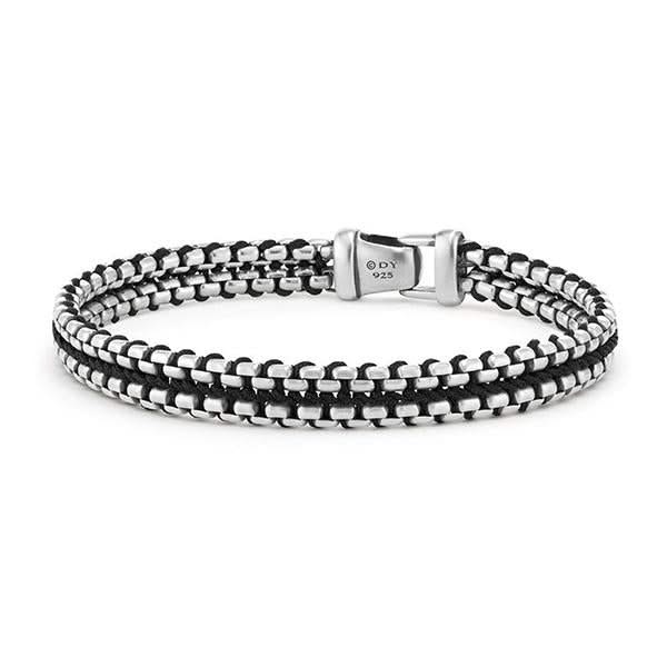 DAVID YURMAN Woven Box Chain Bracelet in Sterling Silver with Black Nylon, 10mm