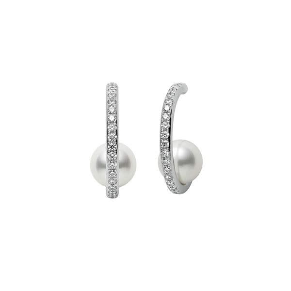 MIKIMOTO Akoya Pearl & Diamond Hoops