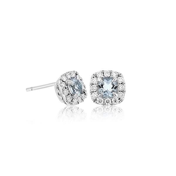 Aquamarine & Diamond Halo Earrings