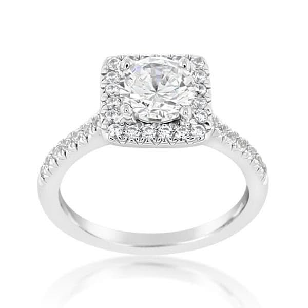 Diamond Square Halo Engagement Ring