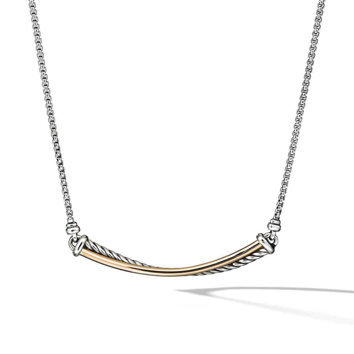 DAVID YURMAN Crossover Bar Necklace in Sterling Silver with 18K Yellow Gold