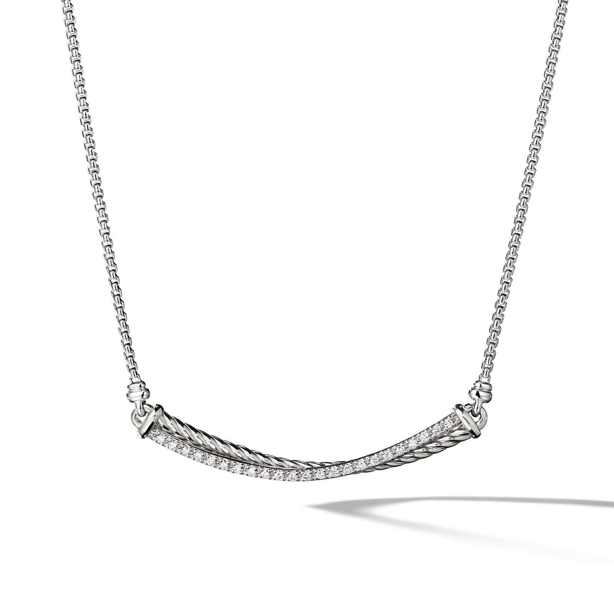 DAVID YURMAN Crossover Bar Necklace in Sterling Silver with Diamonds