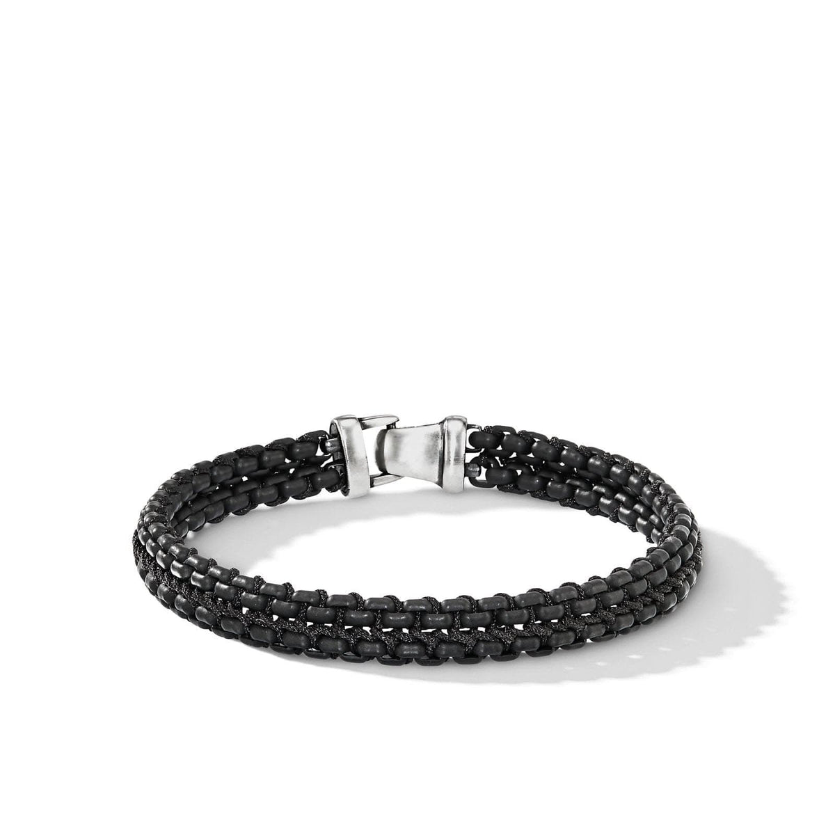 DAVID YURMAN Woven Box Chain Bracelet in Sterling Silver with Black Stainless Steel and Black Nylon, 10mm