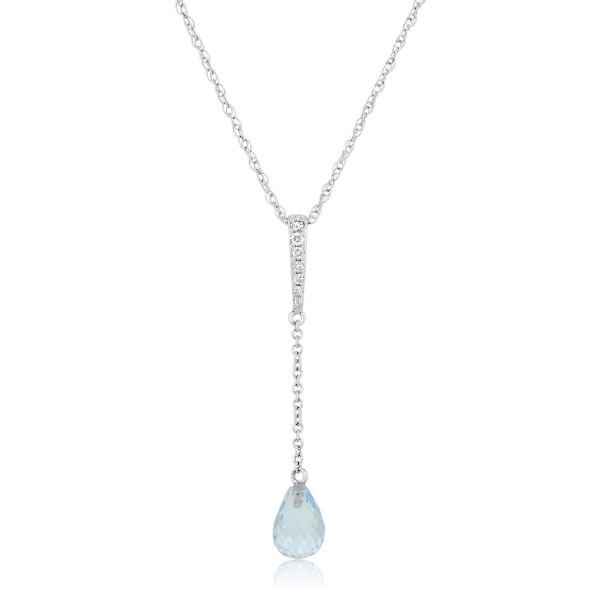 Blue Topaz Briolette & Diamond Necklace