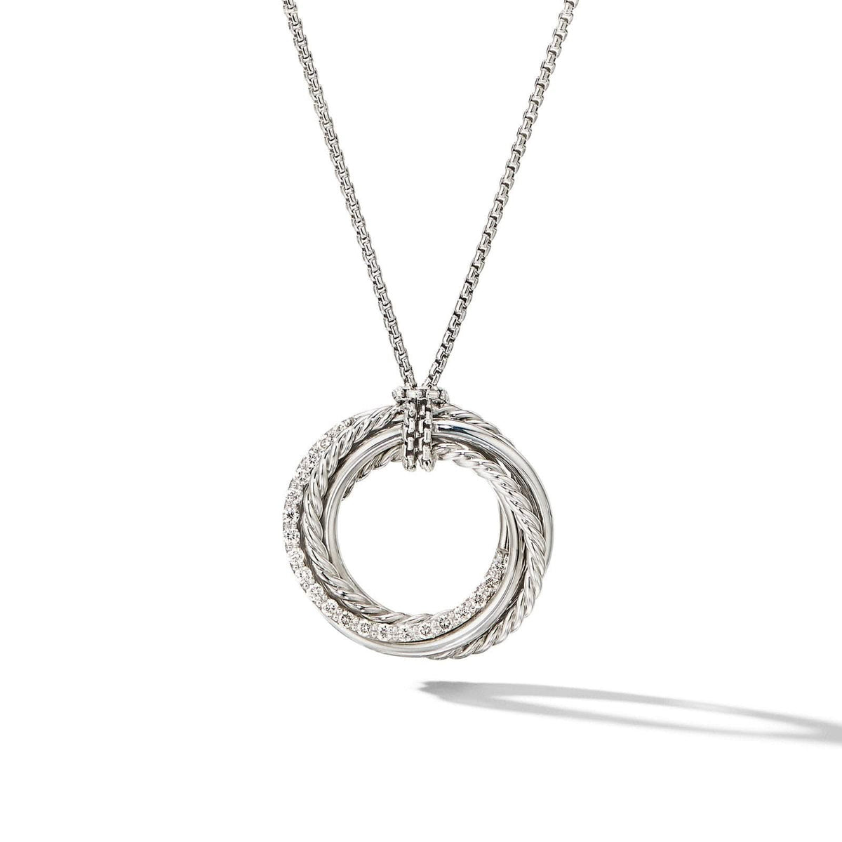 DAVID YURMAN Crossover Pendant Necklace in Sterling Silver with Diamonds, 21mm