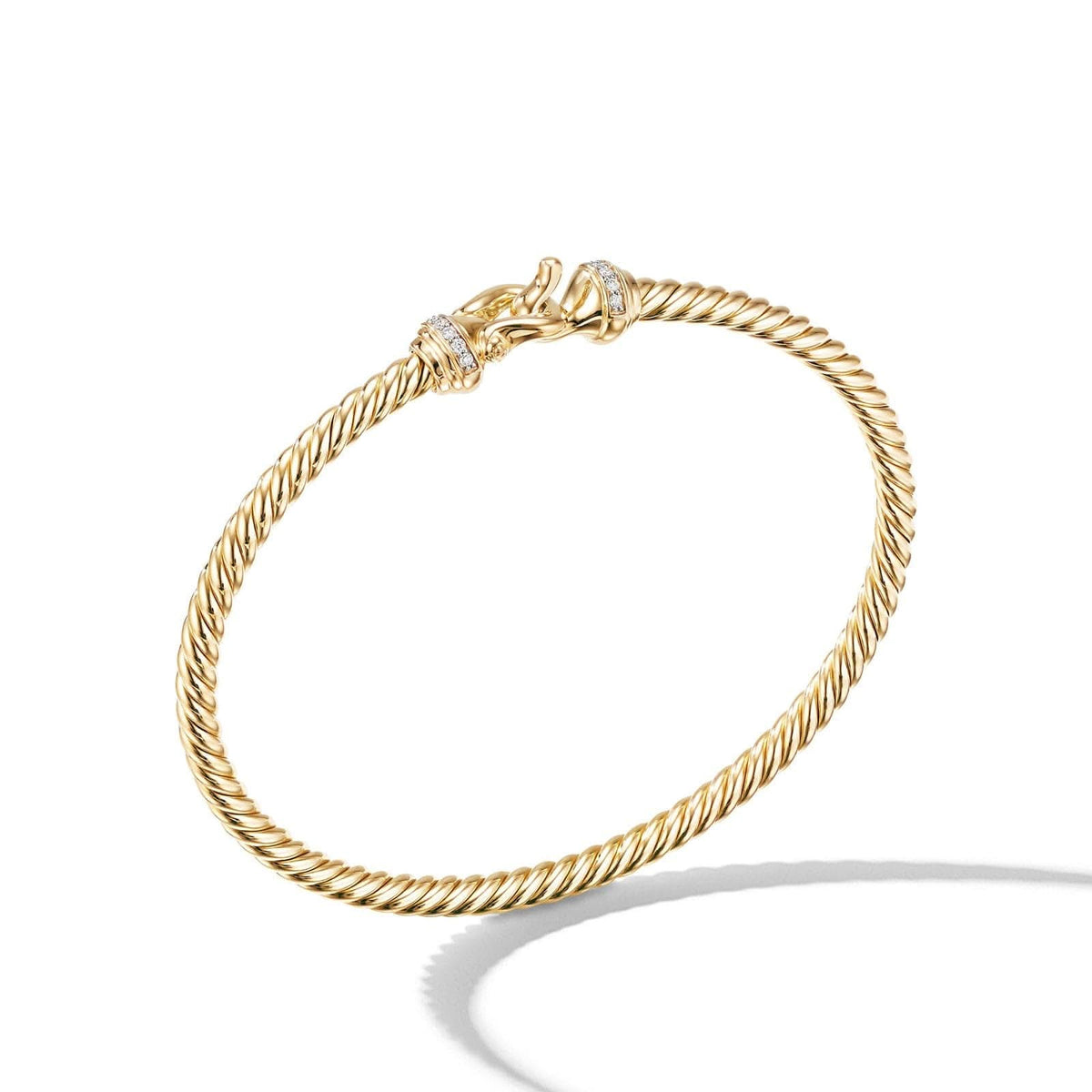 DAVID YURMAN Buckle Cablespira® Bracelet in 18K Yellow Gold with Diamonds, 3.5mm