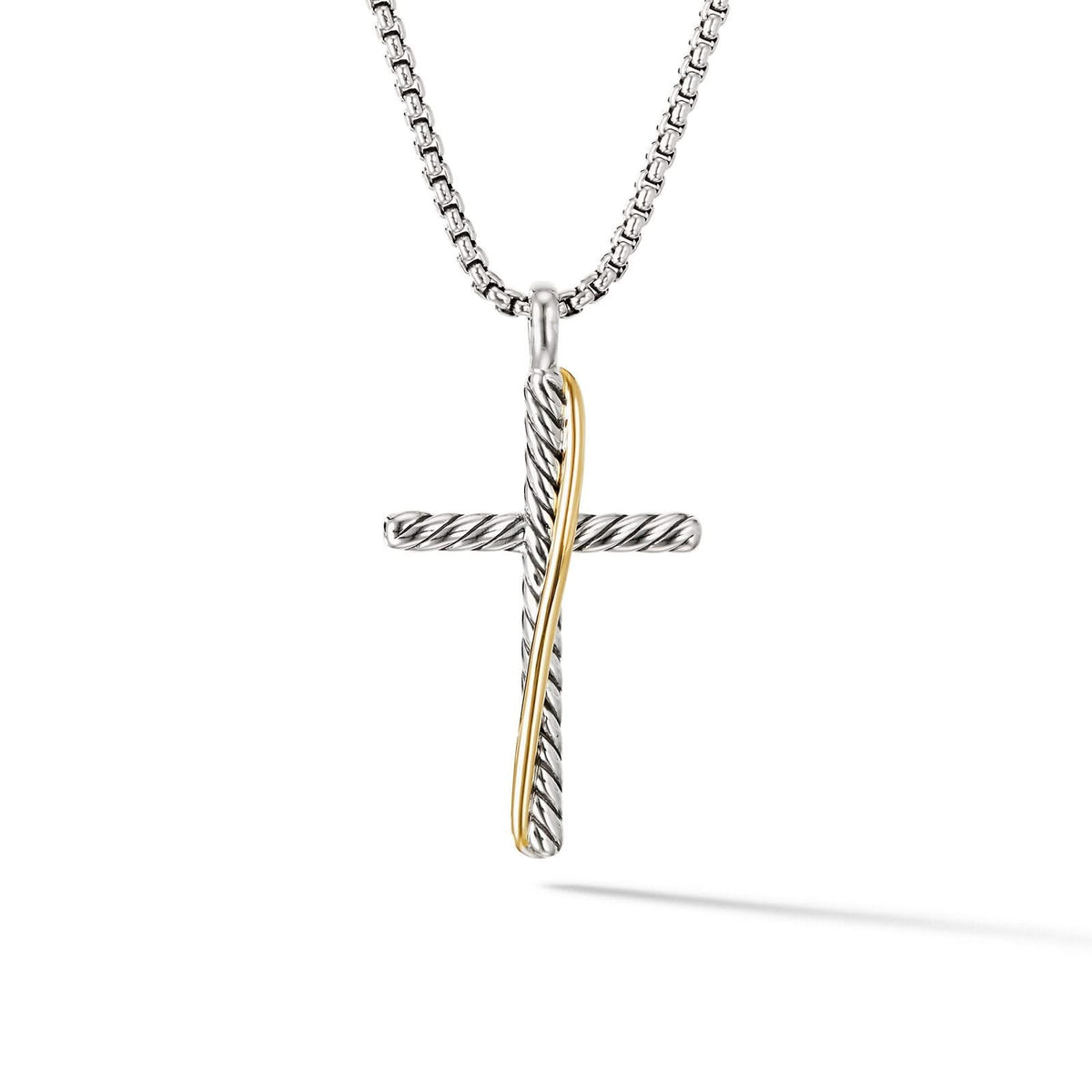 DAVID YURMAN Crossover Cross Necklace in Sterling Silver with 18K Yellow Gold, 35.6mm
