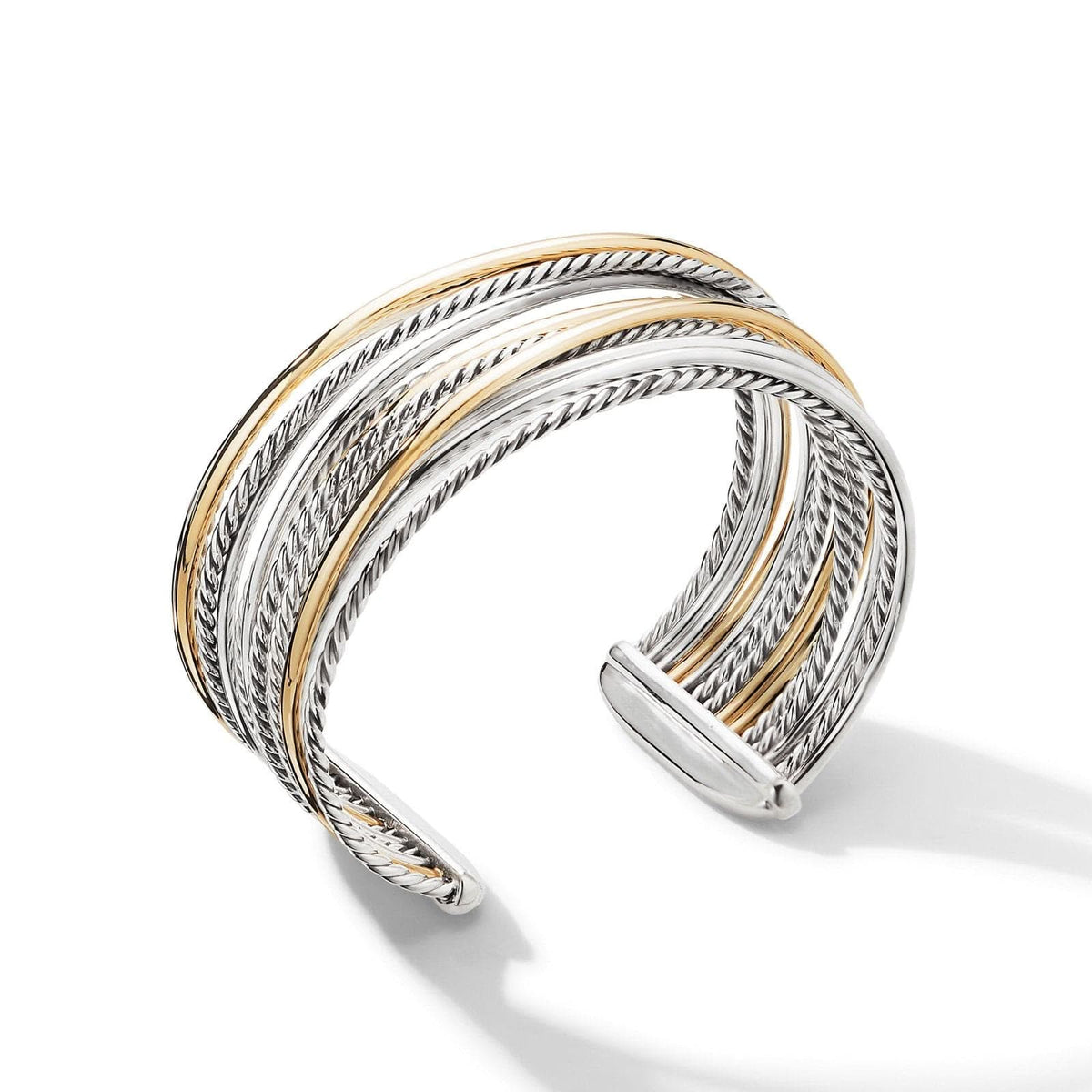 DAVID YURMAN Crossover Cuff Bracelet in Sterling Silver with 18K Yellow Gold, 27.5mm
