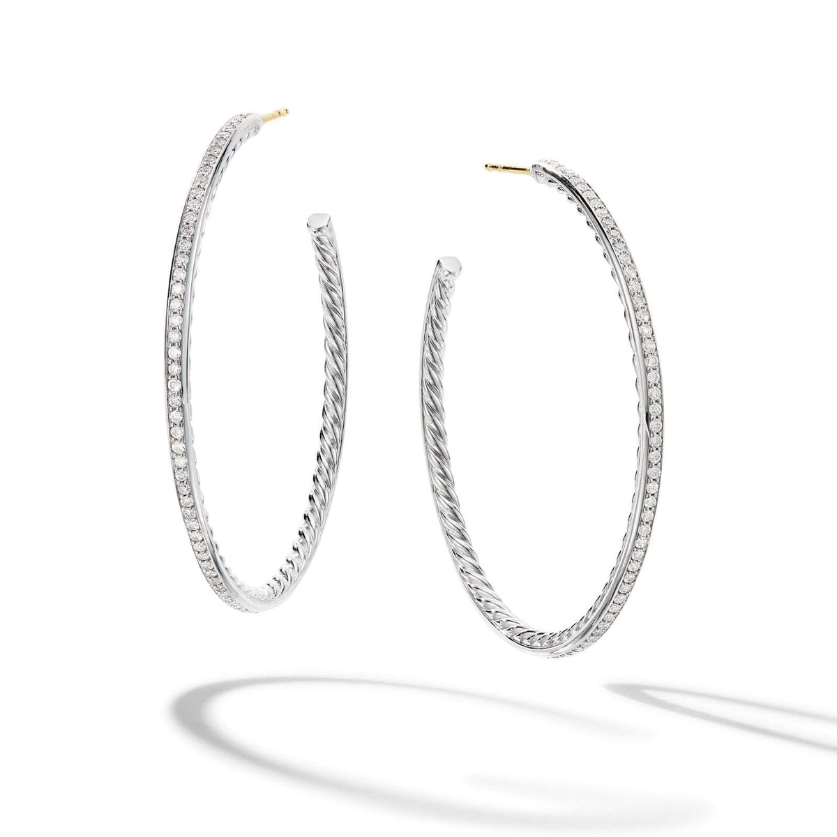 DAVID YURMAN Pavé Hoop Earrings in Sterling Silver with Diamonds, 50.3mm