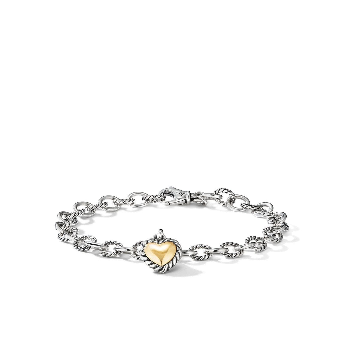 DAVID YURMAN Cable Collectibles® Cookie Classic Heart Bracelet in Sterling Silver with 18K Yellow Gold, 4.5mm
