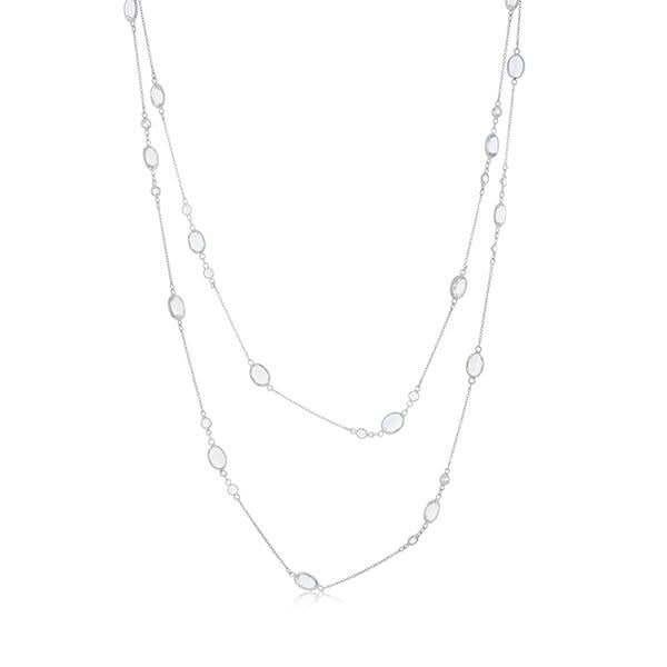 White Topaz Station Necklace