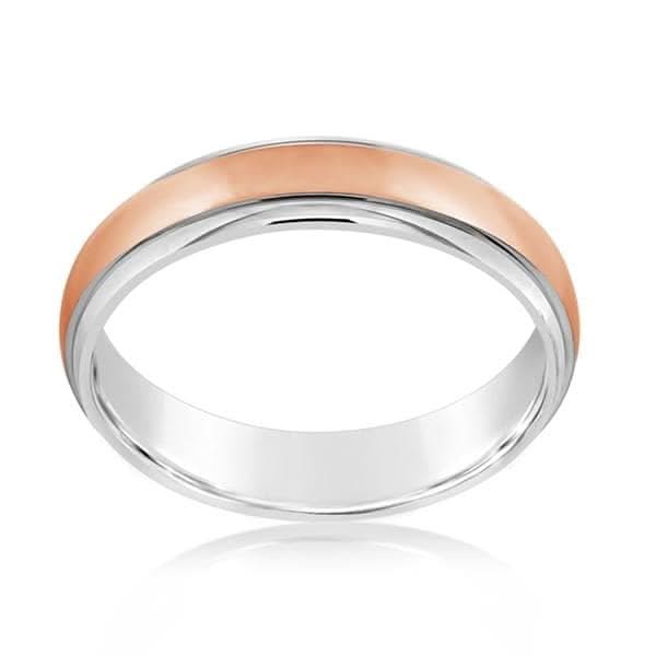 Rose & White Gold Comfort Fit Wedding Band