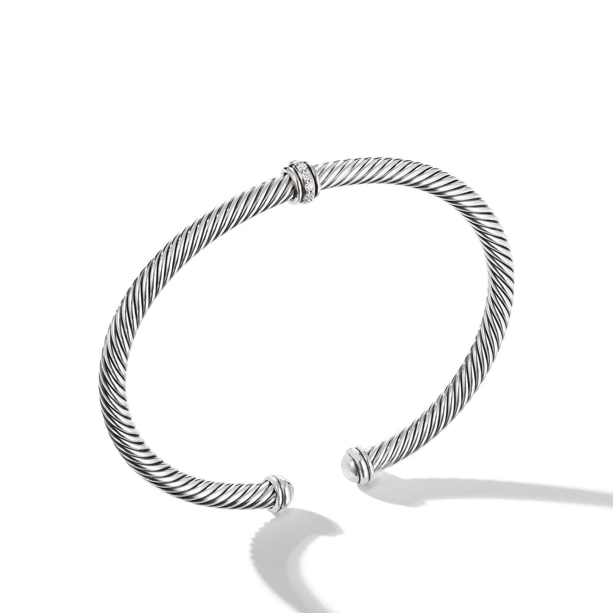 DAVID YURMAN Classic Cable Station Bracelet in Sterling Silver with Diamonds, 4mm