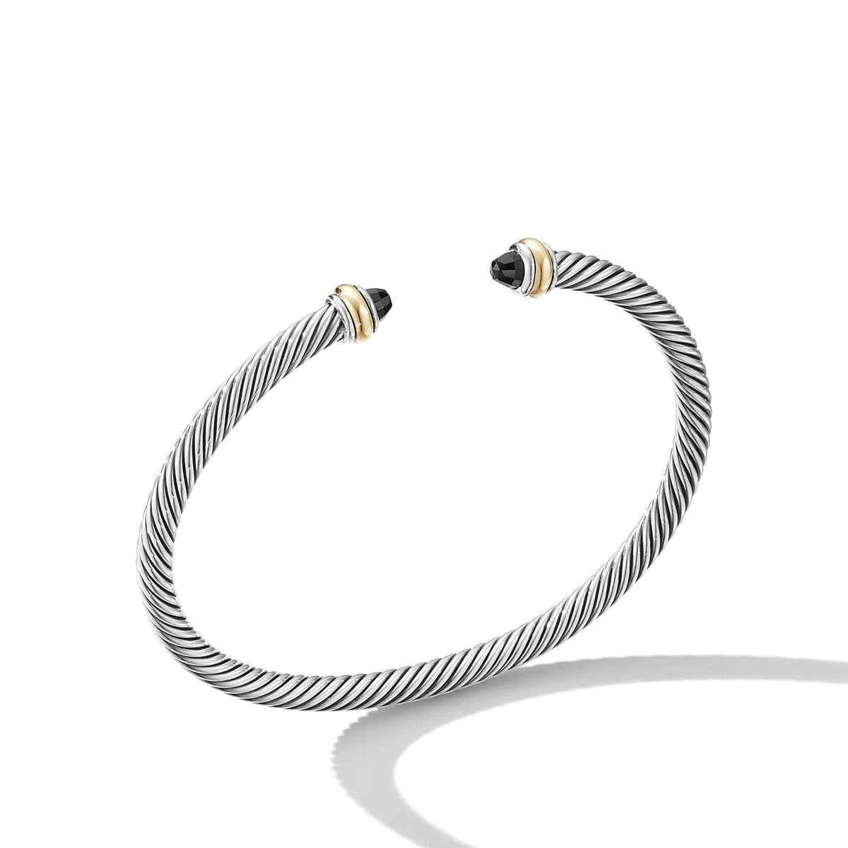 DAVID YURMAN Classic Cable Bracelet in Sterling Silver with 18K Yellow Gold and Black Onyx, 4mm