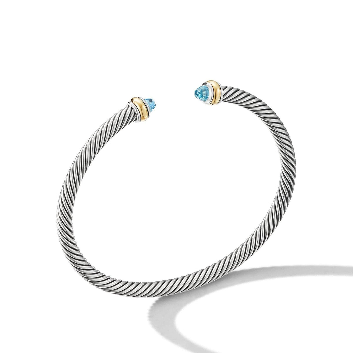 DAVID YURMAN Classic Cable Bracelet in Sterling Silver with 18K Yellow Gold and Blue Topaz, 4mm