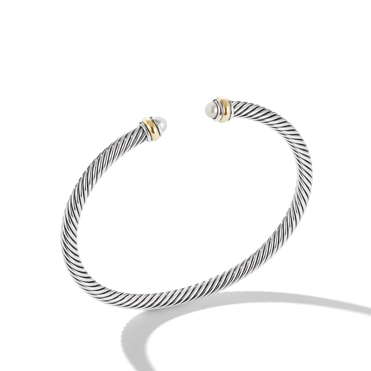 DAVID YURMAN Classic Cable Bracelet in Sterling Silver with 18K Yellow Gold and Pearls, 4mm