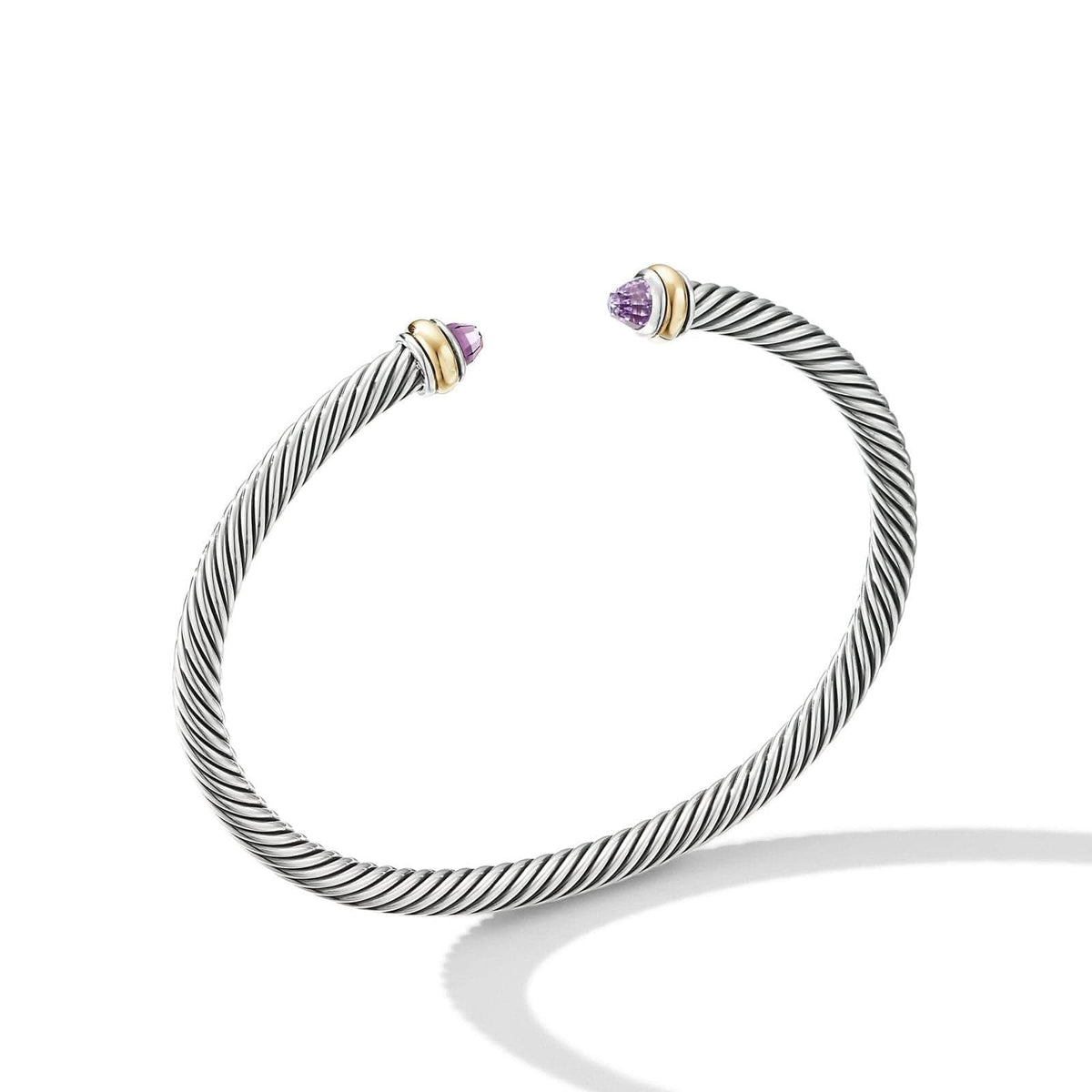 DAVID YURMAN Classic Cable Bracelet in Sterling Silver with 18K Yellow Gold and Amethyst, 4mm