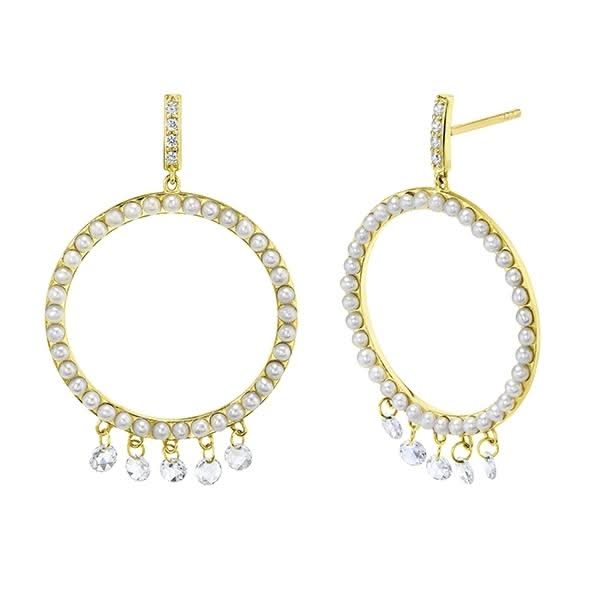 SLOANE STREET Circle Pearl Drop Earrings