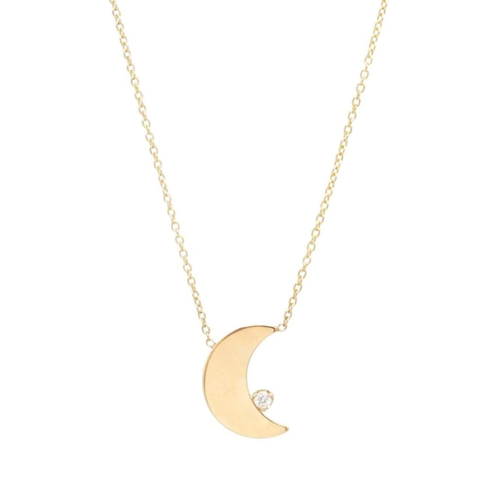 ZOE CHICCO Wide Crescent Moon Necklace
