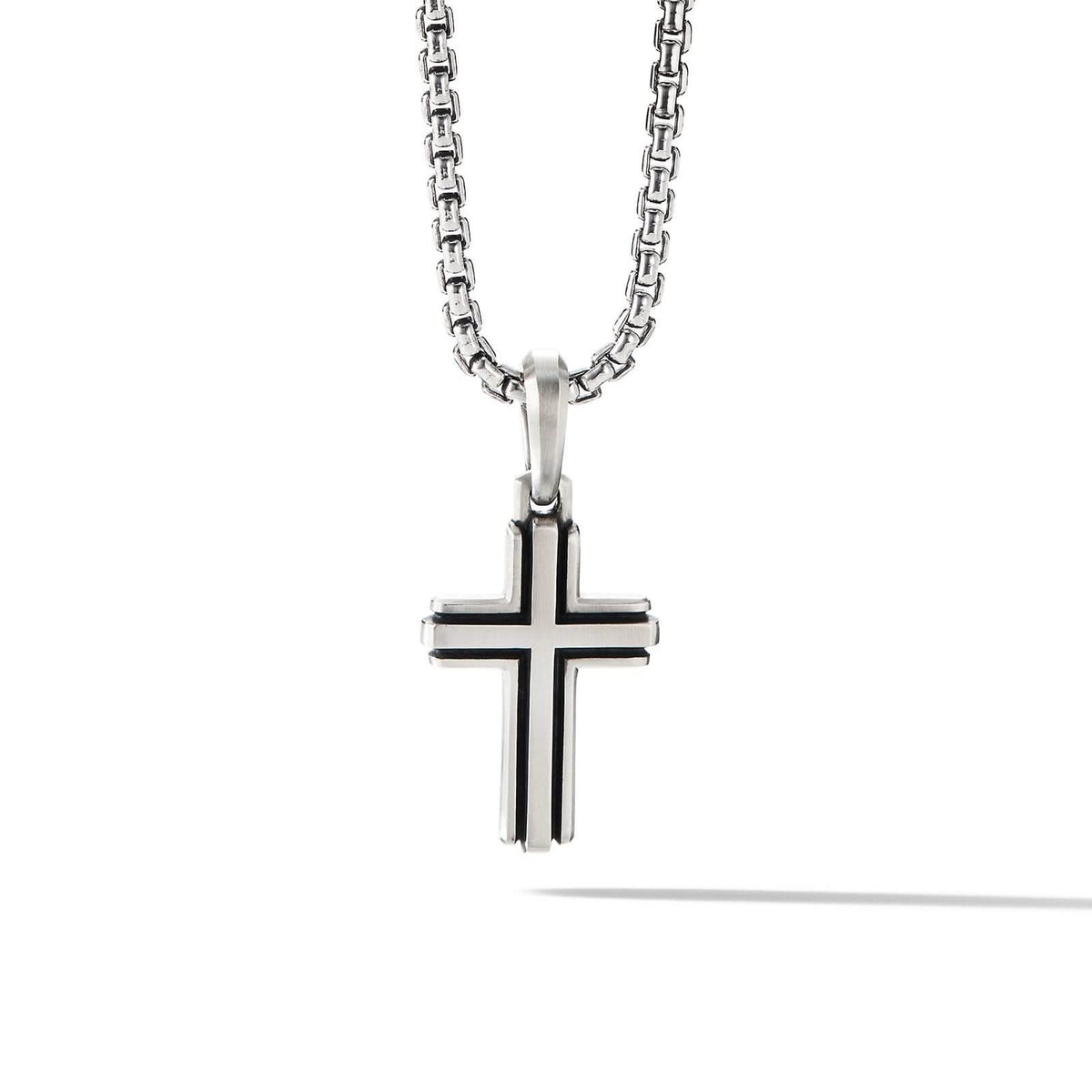 Deco Cross Pendant in Sterling Silver, 27mm
