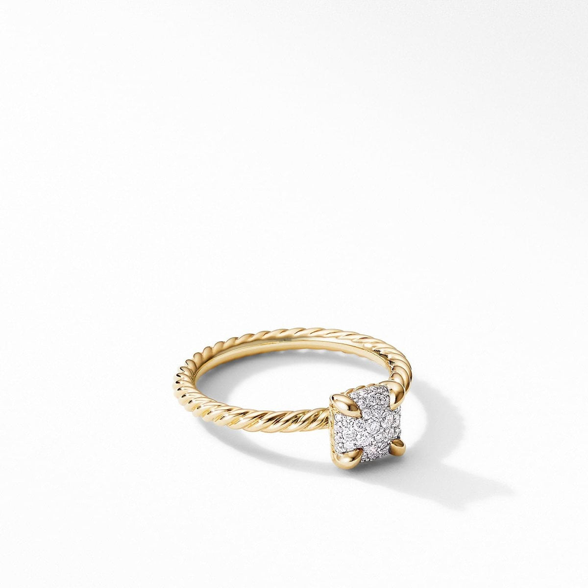 DAVID YURMAN Petite Chatelaine® Ring in 18K Yellow Gold with Pavé Diamonds, 7mm