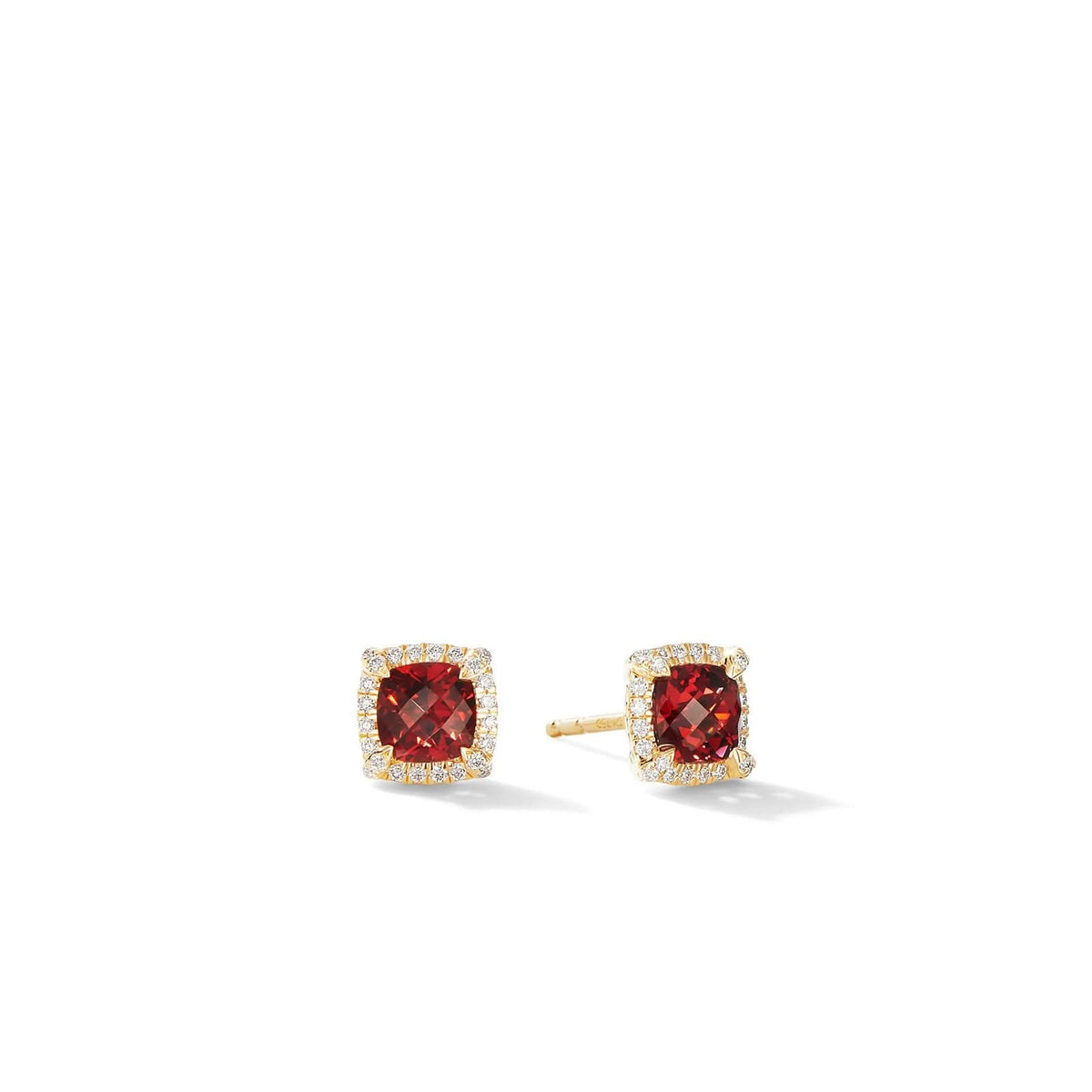 DAVID YURMAN Petite Chatelaine® Pavé Bezel Stud Earrings in 18K Yellow Gold with Garnet and Diamonds, 5mm
