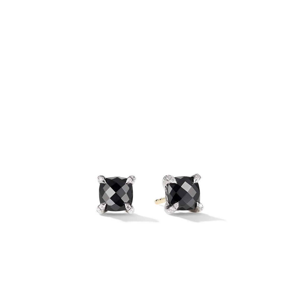 DAVID YURMAN Petite Chatelaine® Stud Earrings in Sterling Silver with Black Onyx and Diamonds, 6mm