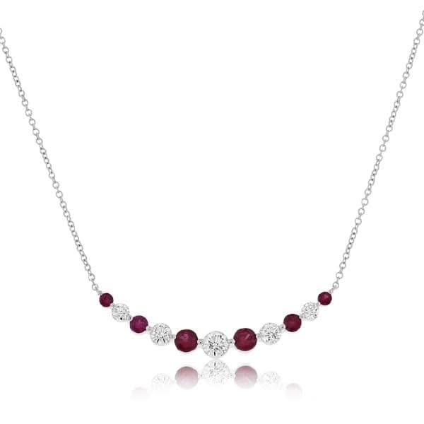 Diamond & Ruby Bar Necklace