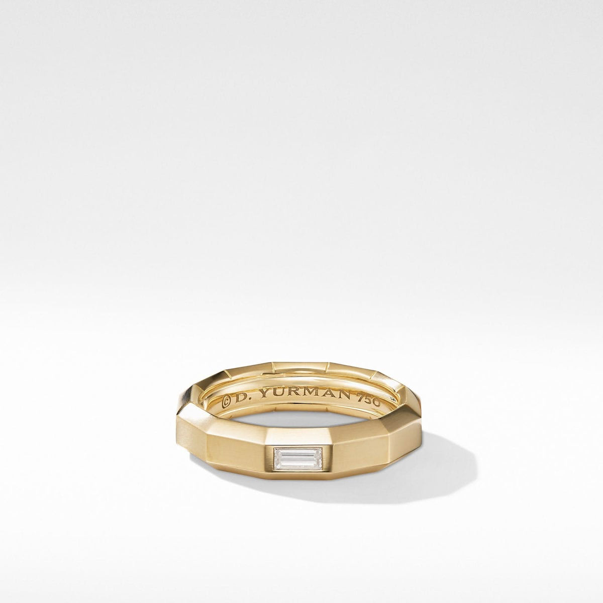 DAVID YURMAN Faceted Band Ring in 18K Yellow Gold with Center Diamond, 6mm