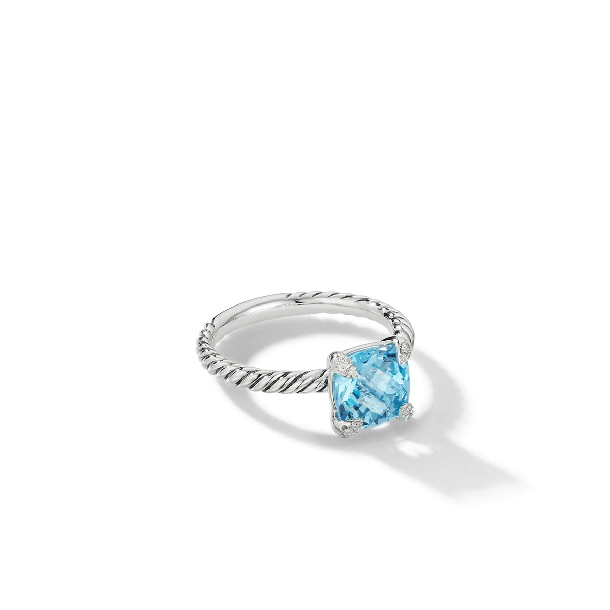 DAVID YURMAN Chatelaine® Ring in Sterling Silver with Blue Topaz and Diamonds, 8mm