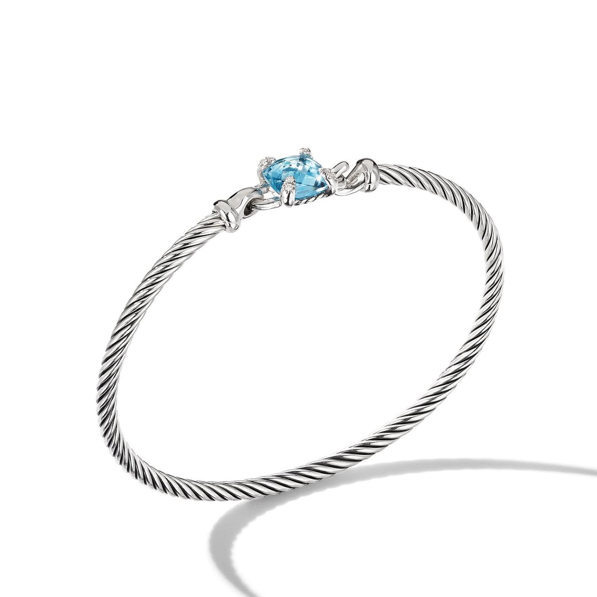 DAVID YURMAN Chatelaine® Bracelet in Sterling Silver with Blue Topaz and Diamonds, 3mm