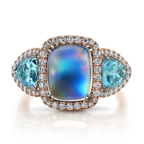 OMI PRIVE Moonstone, Apatite, and Diamond Ring
