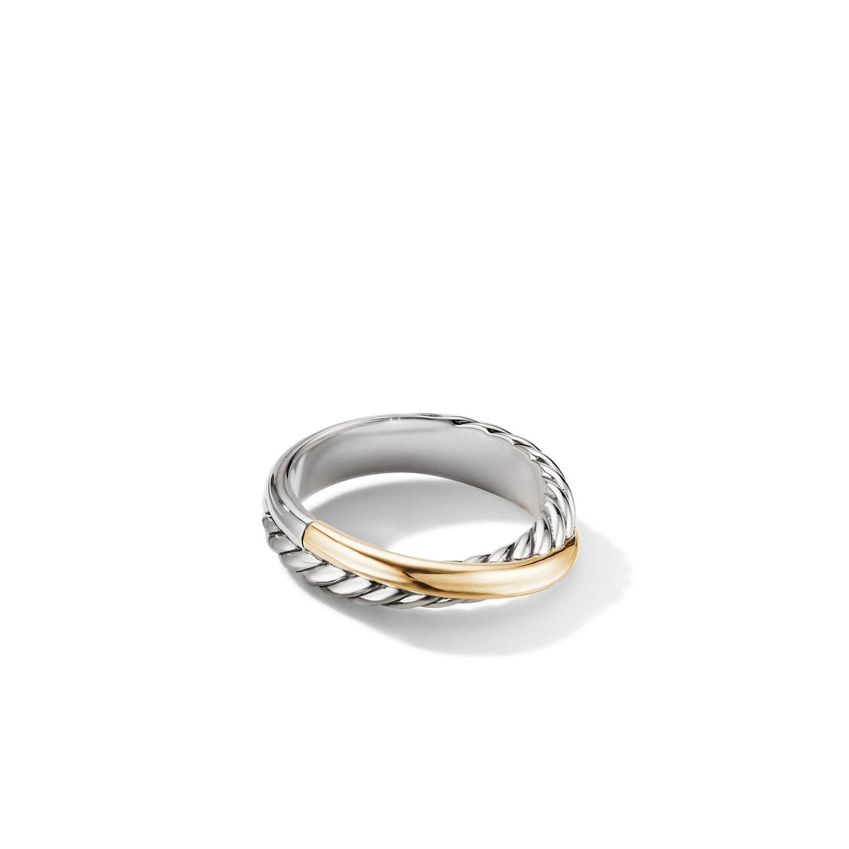 DAVID YURMAN Crossover Band Ring in Sterling Silver with 18K Yellow Gold, 5.3mm