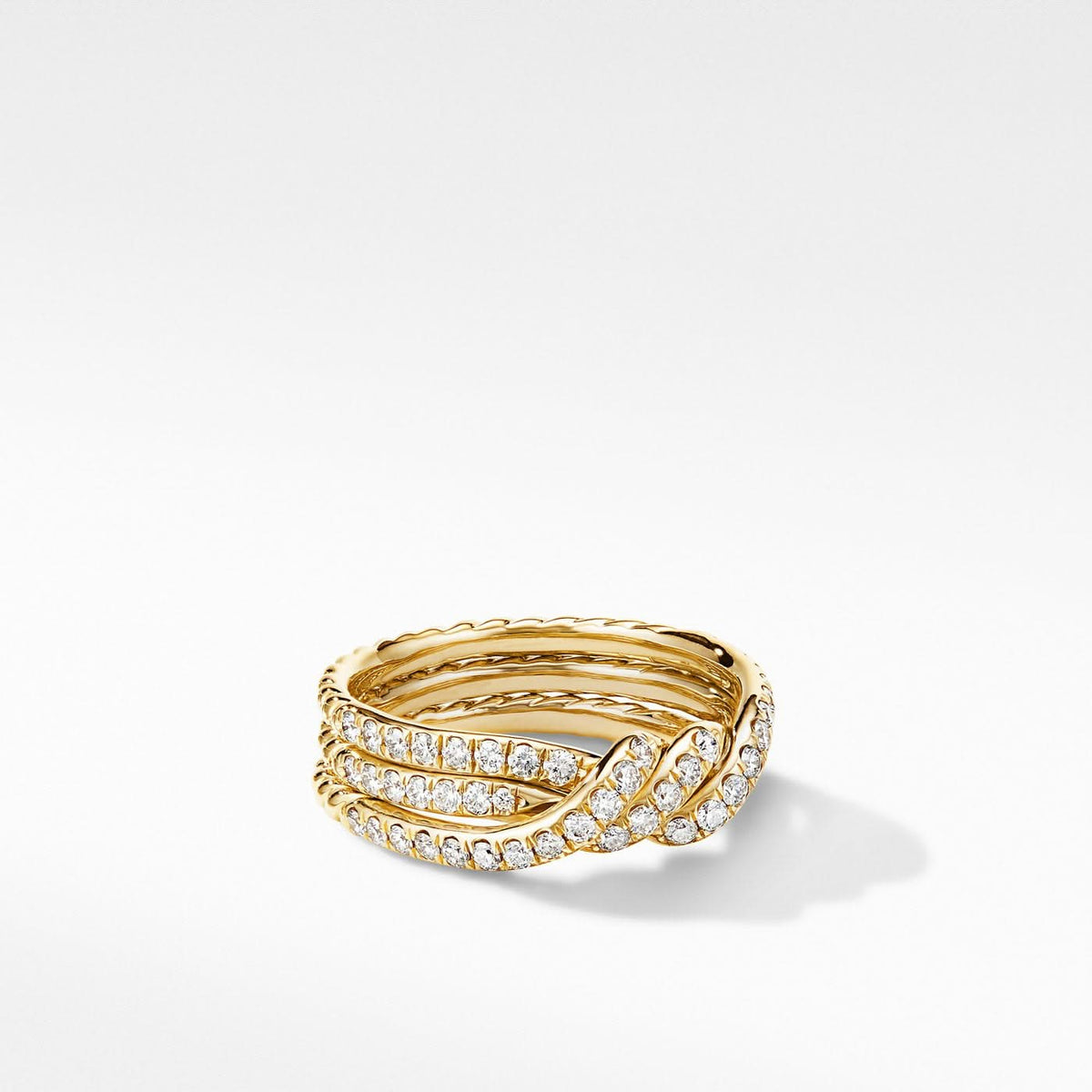 DAVID YURMAN Continuance® Three Row Band Ring in 18K Yellow Gold with Diamonds, 6mm