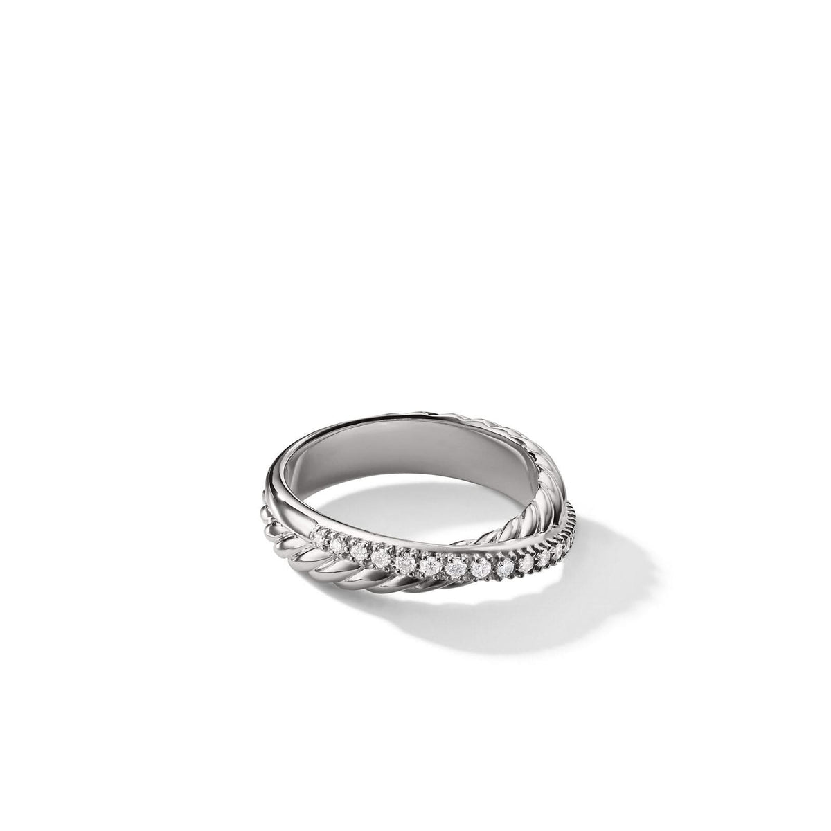 DAVID YURMAN Crossover Band Ring in Sterling Silver with Diamonds, 5.3mm