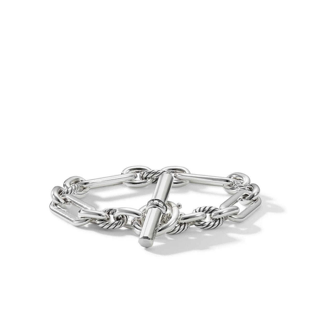 DAVID YURMAN Lexington Chain Bracelet in Sterling Silver with Diamonds, 9.8mm