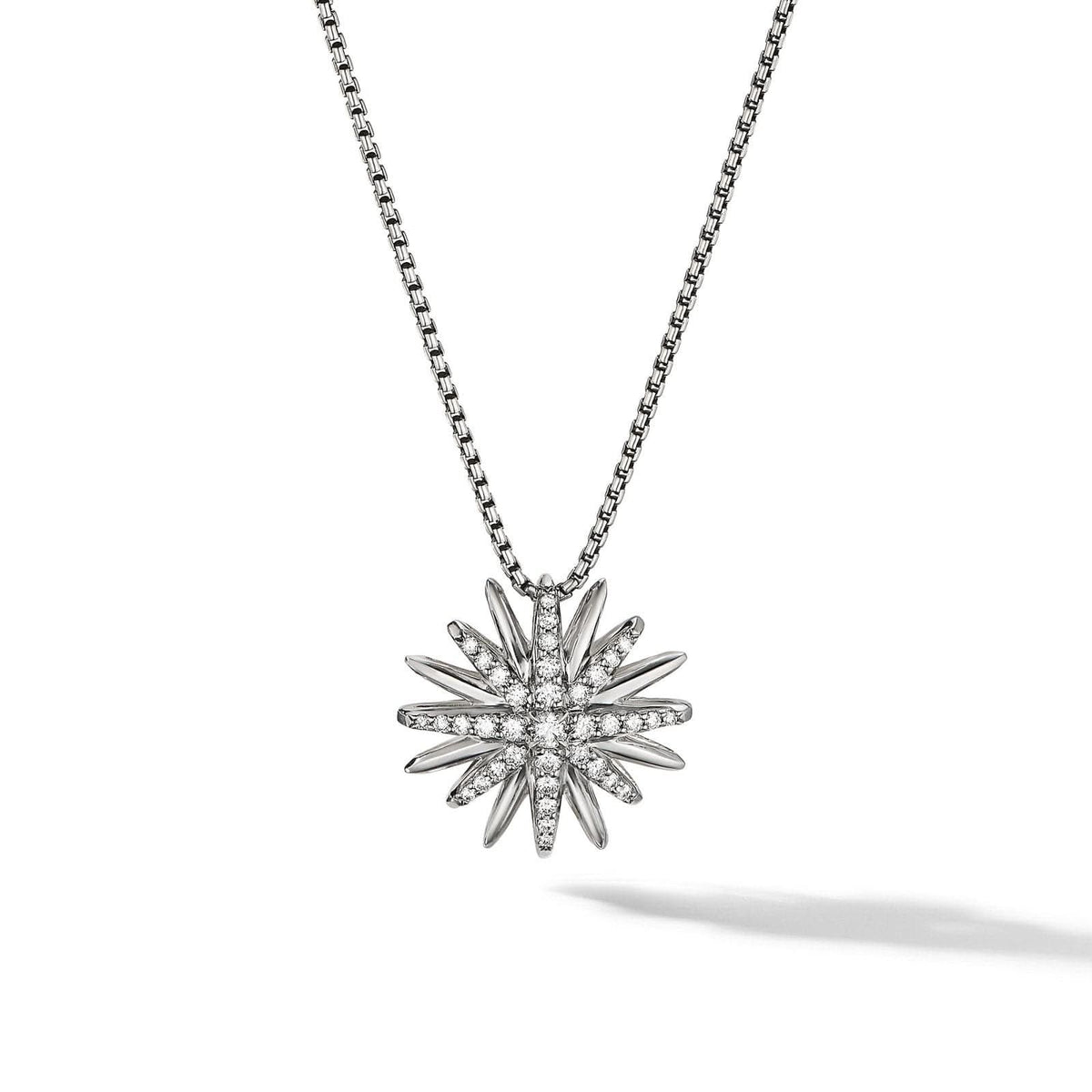 DAVID YURMAN Starburst Pendant Necklace in Sterling Silver with Diamonds, 19mm