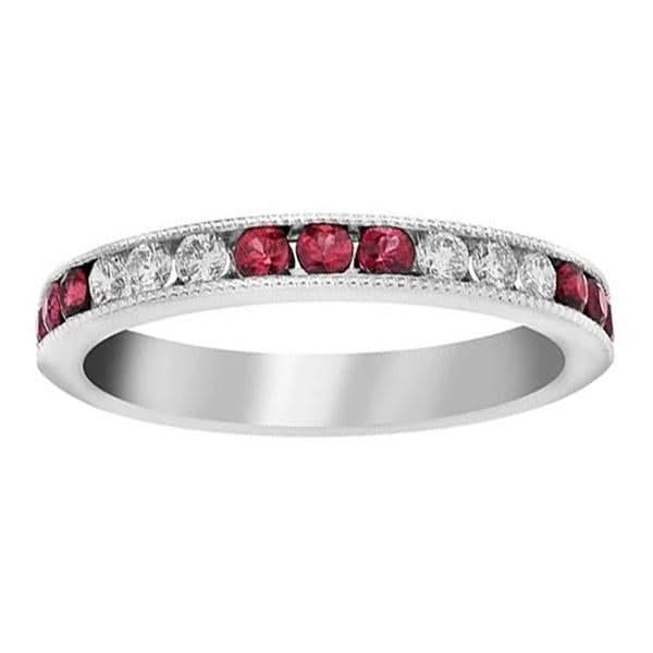 Ruby & Diamond Band with Milgrain