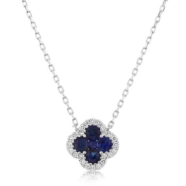 Sapphire & Diamond Flower Necklace