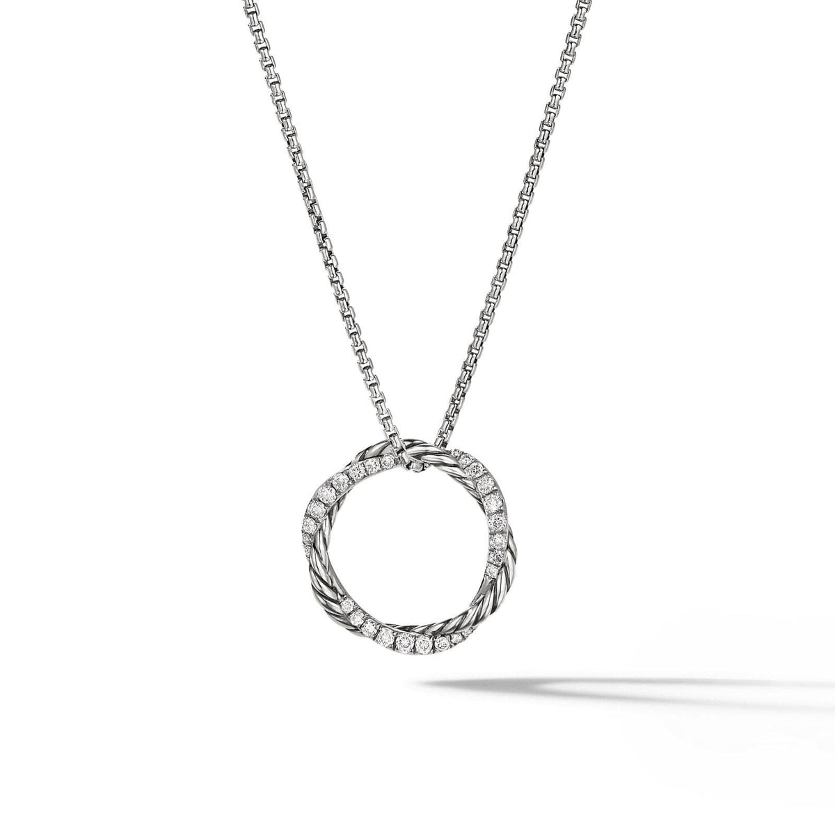 DAVID YURMAN Petite Infinity Pendant Necklace in Sterling Silver with Diamonds, 18mm