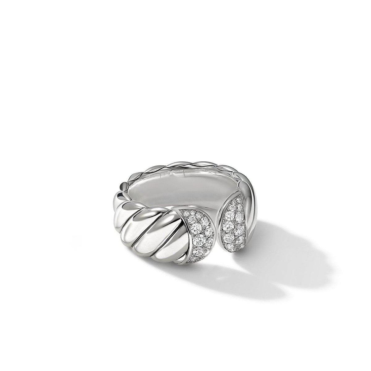 DAVID YURMAN Sculpted Cable Ring in Sterling Silver with Diamonds, 10mm