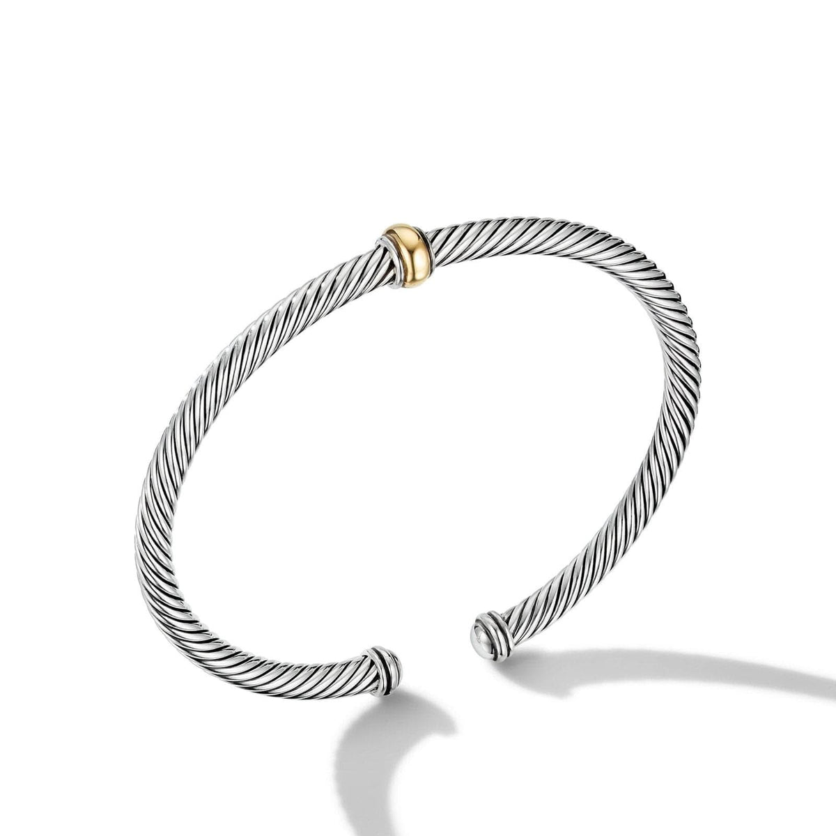 DAVID YURMAN Classic Cable Station Bracelet in Sterling Silver with 18K Yellow Gold, 4mm