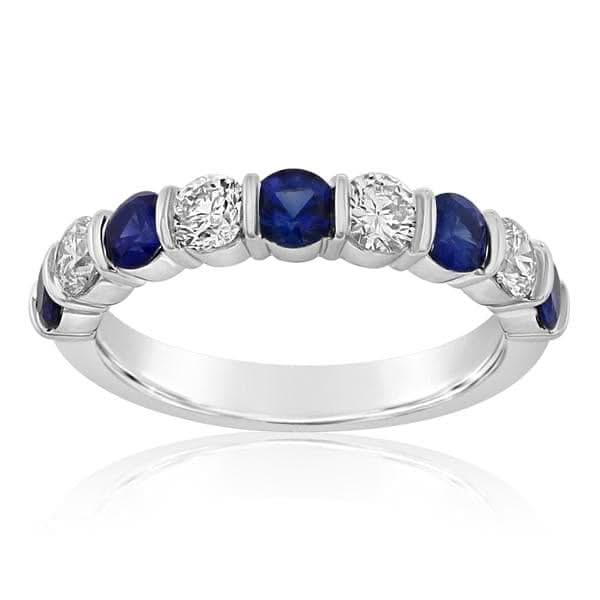Sapphire & Diamond Wedding Band