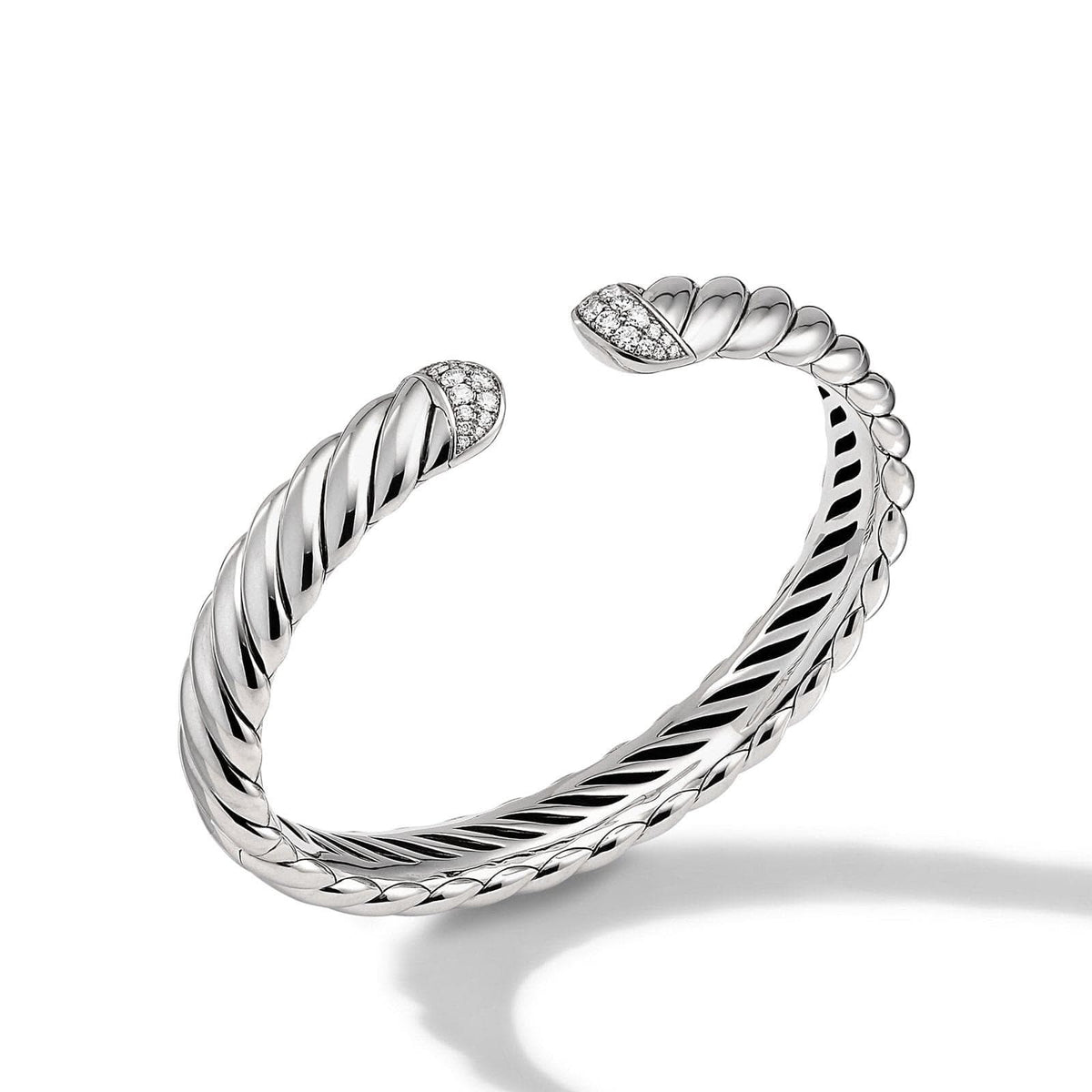 DAVID YURMAN Sculpted Cable Cuff Bracelet in Sterling Silver with Diamonds, 10mm